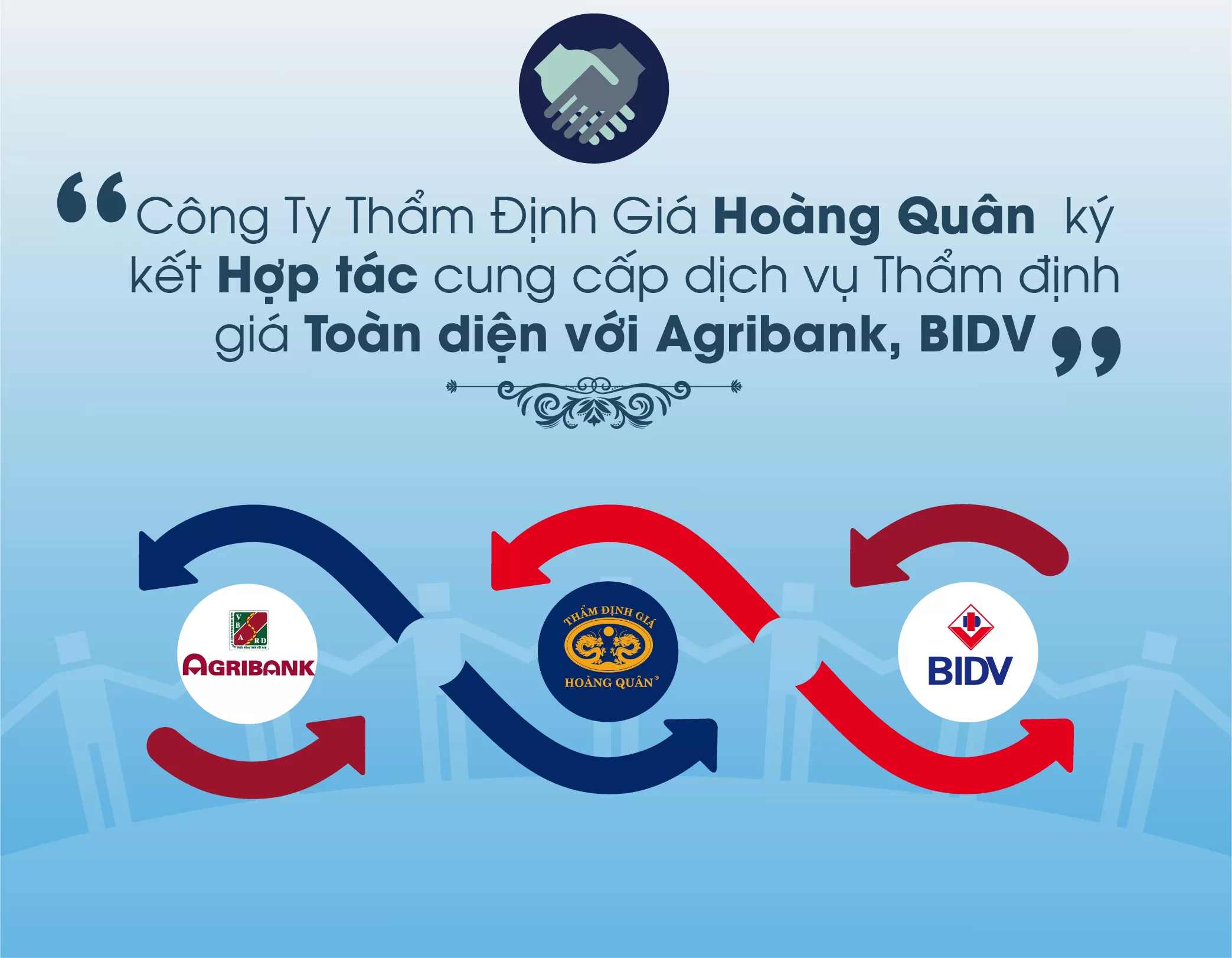 Thẩm Định Giá Hoàng Quân  ký kết hợp tác cung cấp dịch vụ Thẩm định giá toàn diện với Agribank, BIDV trong nhiều năm nay