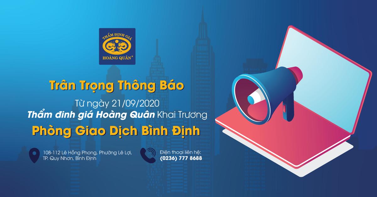 HQA THÔNG BÁO KHAI TRƯƠNG PHÒNG GIAO DỊCH BÌNH ĐÌNH