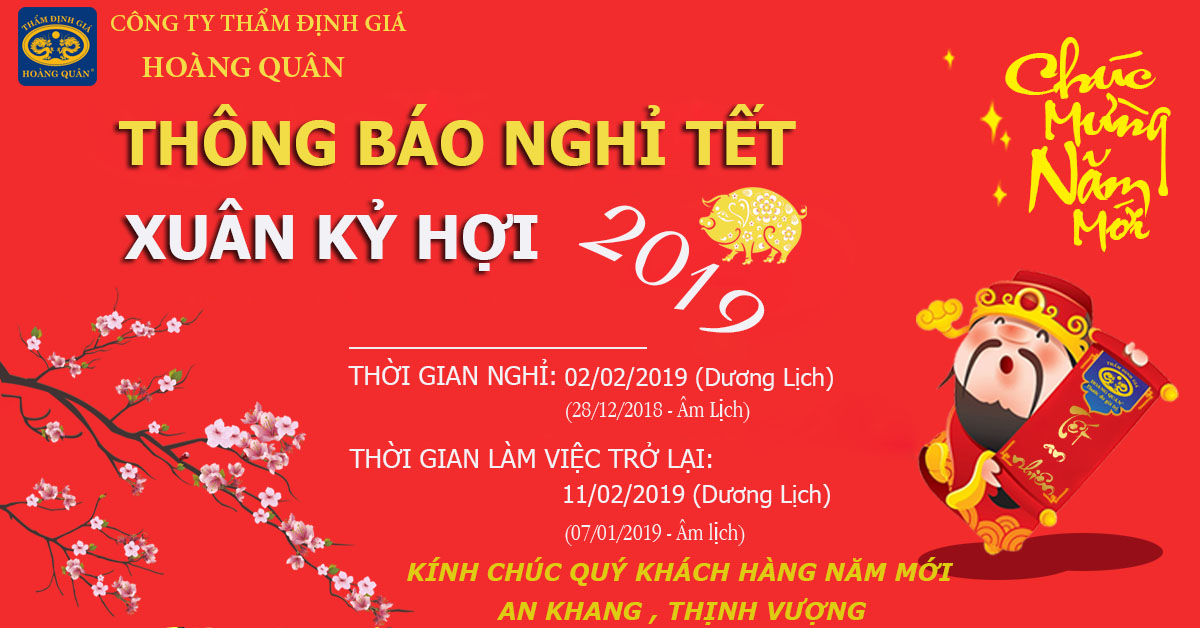 HQA THÔNG BÁO ĐẾN QUÝ KHÁCH HÀNG LỊCH NGHỈ TẾT KỶ HỢI 2019