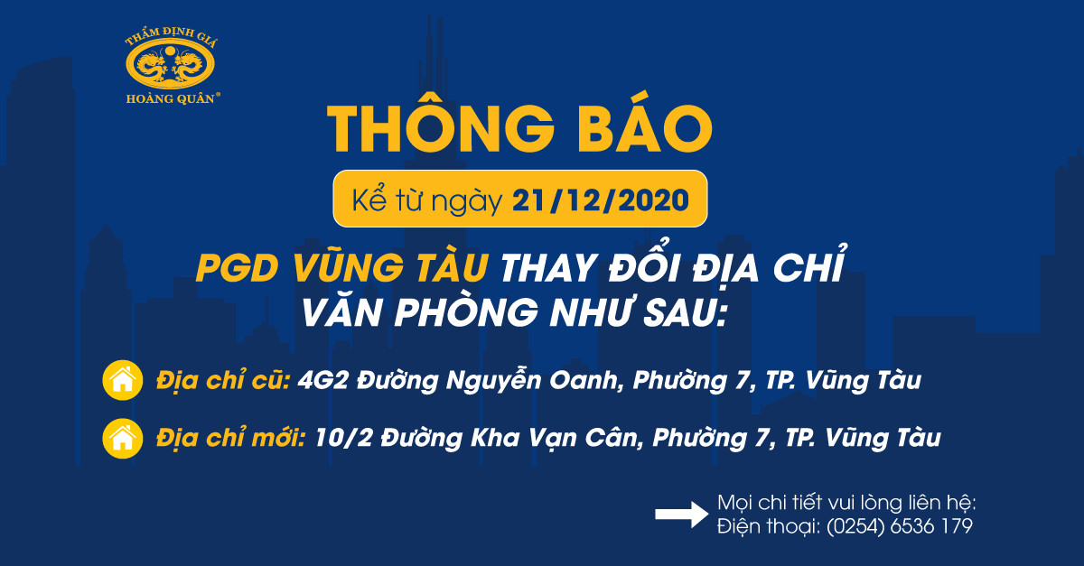 THÔNG BÁO THAY ĐỔI PHÒNG GIAO DỊCH VŨNG TÀU