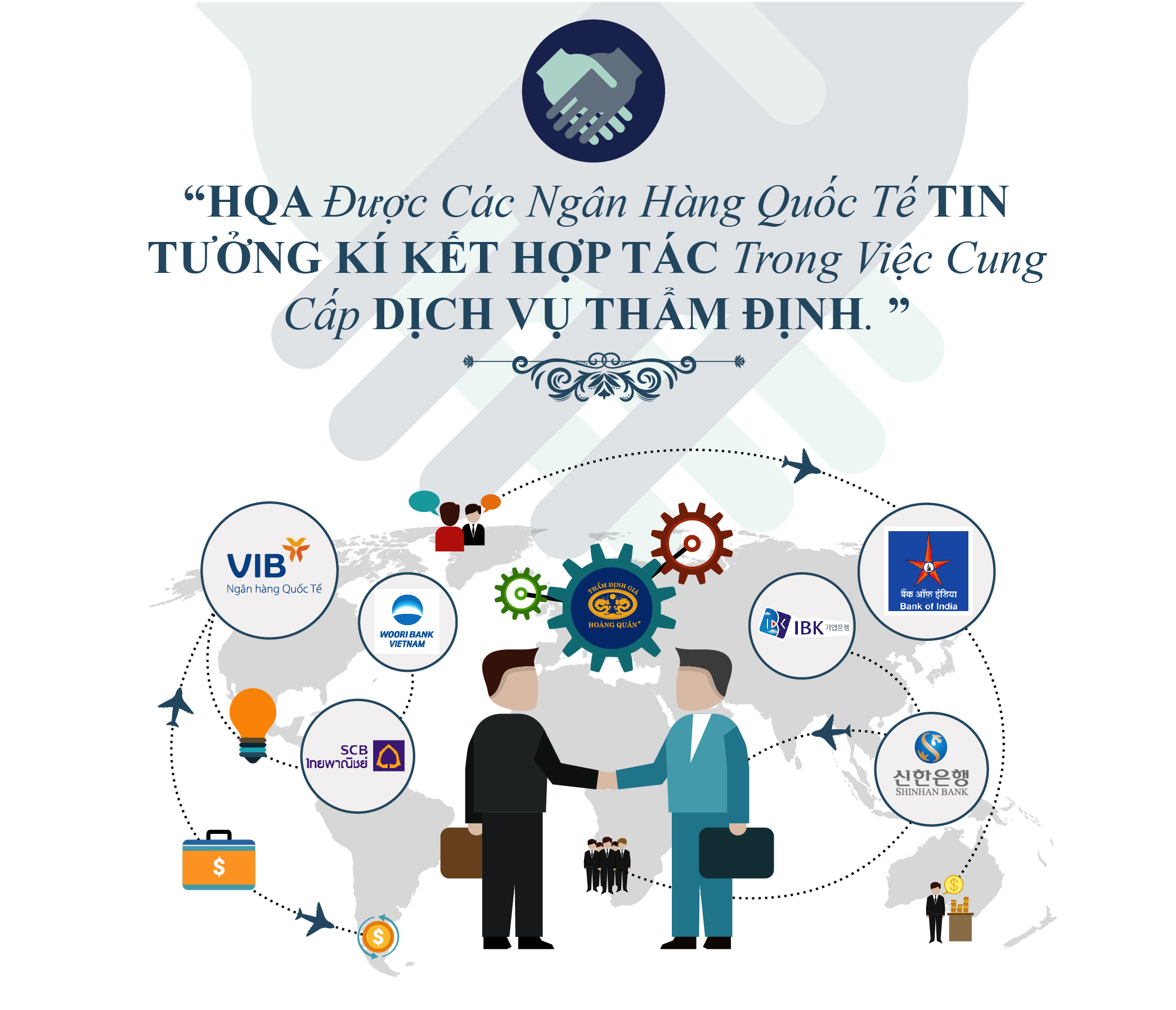 HQA ĐƯỢC CÁC NGÂN HÀNG NƯỚC NGOÀI TIN TƯỞNG KÍ KẾT HỢP TÁC TRONG VIỆC CUNG CẤP DỊCH VỤ THẨM ĐỊNH