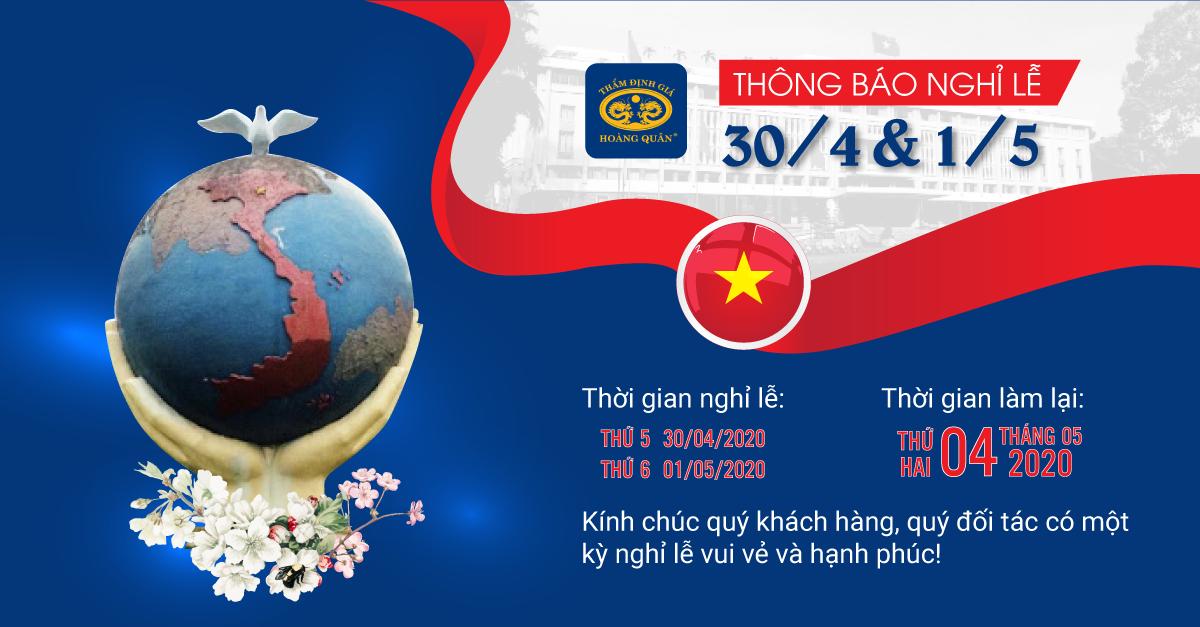 THÔNG BÁO LỊCH NGHỈ LỄ 30/4 & 1/5