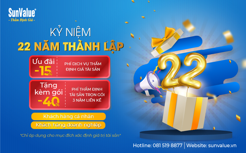 Chương trình ưu đãi nhân kỷ niệm 22 năm thành lập của Thẩm định giá Hoàng Quân