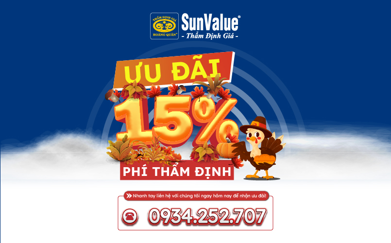 Chương trình ƯU ĐÃI 15% PHÍ THẨM ĐỊNH của SunValue