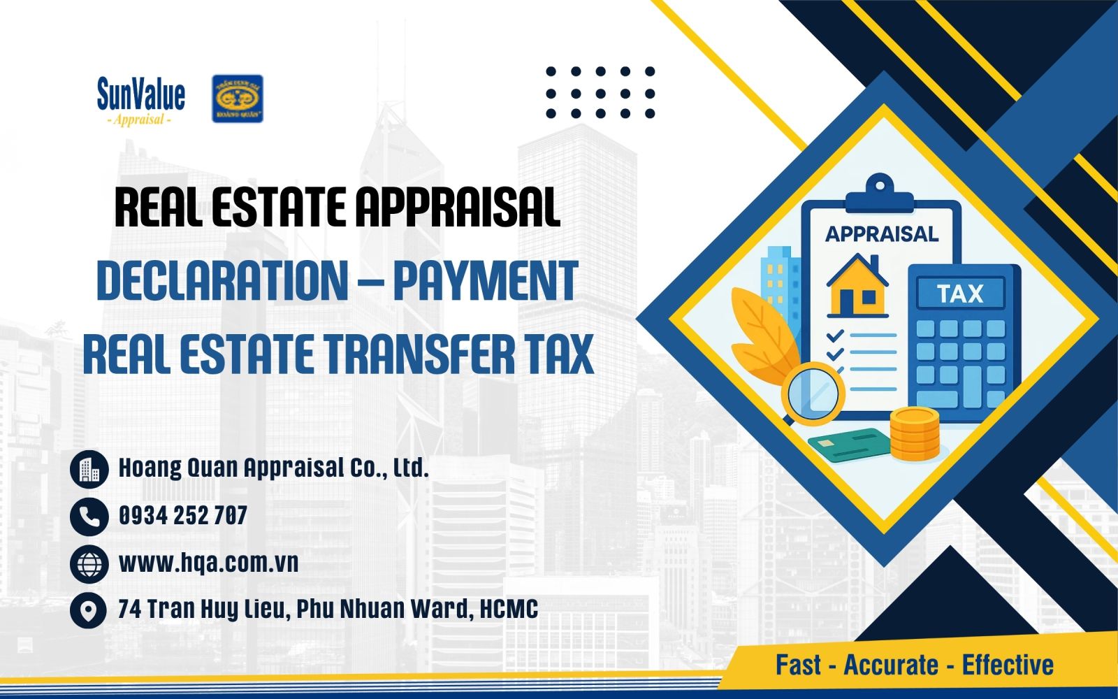 Hoàng Quân Valuation provides accurate real estate valuation to ensure proper declaration, lawful taxation, and smooth property transfer